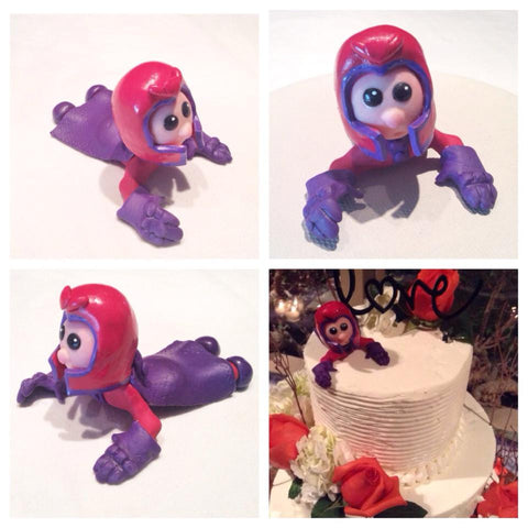 Magneto custom cake topper OOAK polymer clay sculpture - Fiendish Thingies