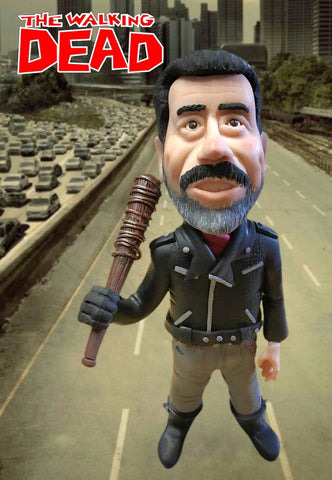 Negan from the Walking Dead custom OOAK polymer clay sculpture Jeffrey Dean Morgan SIGNED SIGNED