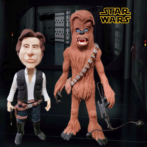 Han and Chewie Star Wars OOAK polymer clay sculpture