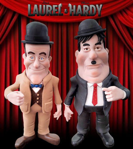Laurel and Hardy OOAK polymer clay sculptures