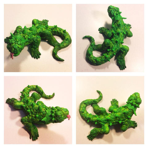 Lizard OOAK polymer clay sculpture - Fiendish Thingies
