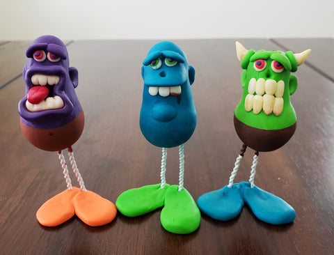 Zombeans polymer clay party favors.