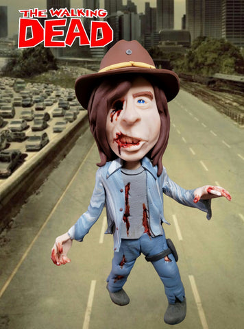 Zombie Carl from the Walking Dead OOAK polymer clay sculpture Chandler Riggs