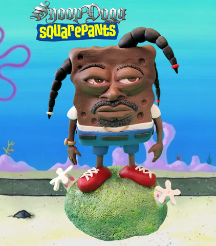 Snoopdogg Squarepants OOAK polymer clay sculpture